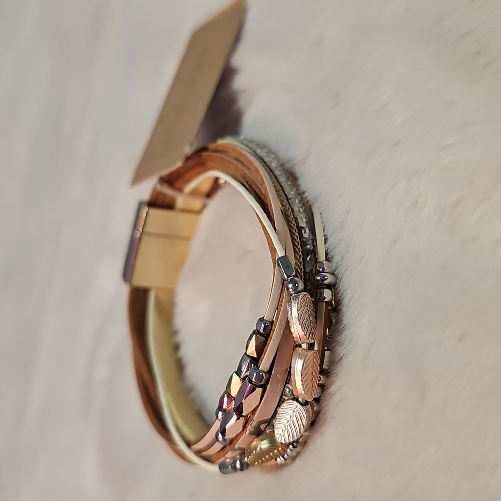 Buckle Multi-Strand Bracelet with Gold and Silver Accents